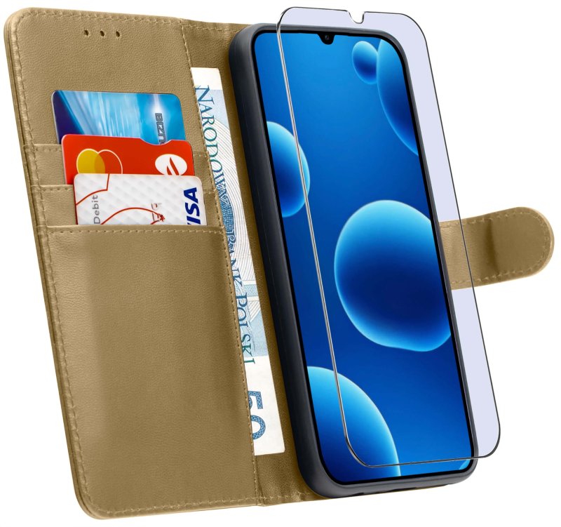 etui-do-samsung-galaxy-a26-zlote-magnetyczne-z-klapka-ze-szklem