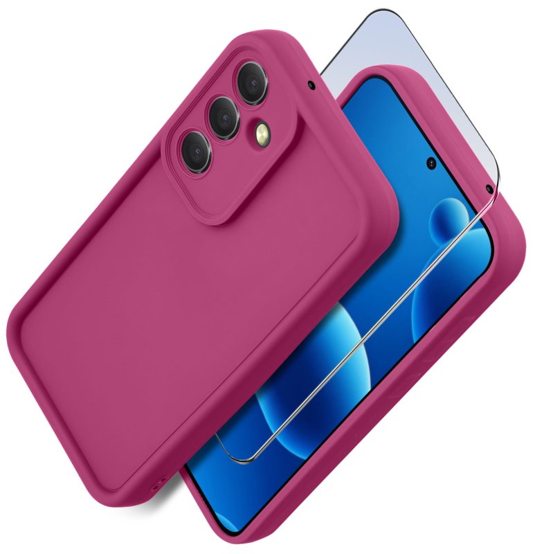 etui-do-samsung-galaxy-m55-rozowe-wzmacniane-silikonowe-ze-szklem