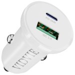 Szybka mocna ładowarka samochodowa USB USB-C 30W biała