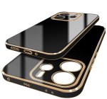 Etui do Xiaomi Redmi Note 14 5G ze złotą ramką czarne ze szkłem