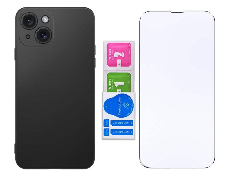 etui-do-iphone-13-14-czarne-matowe-z-zestawem-2-szkiel