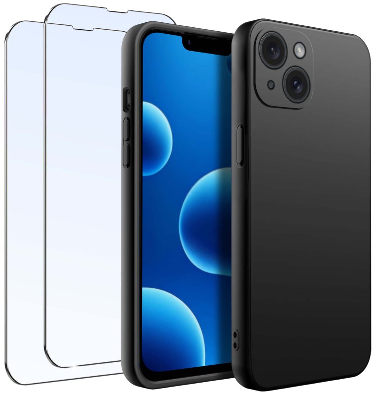 etui-do-iphone-13-14-czarne-matowe-z-zestawem-2-szkiel