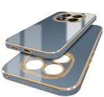 Etui do Xiaomi Redmi Note 14 Pro 5G ze złotą ramką szaroniebieskie