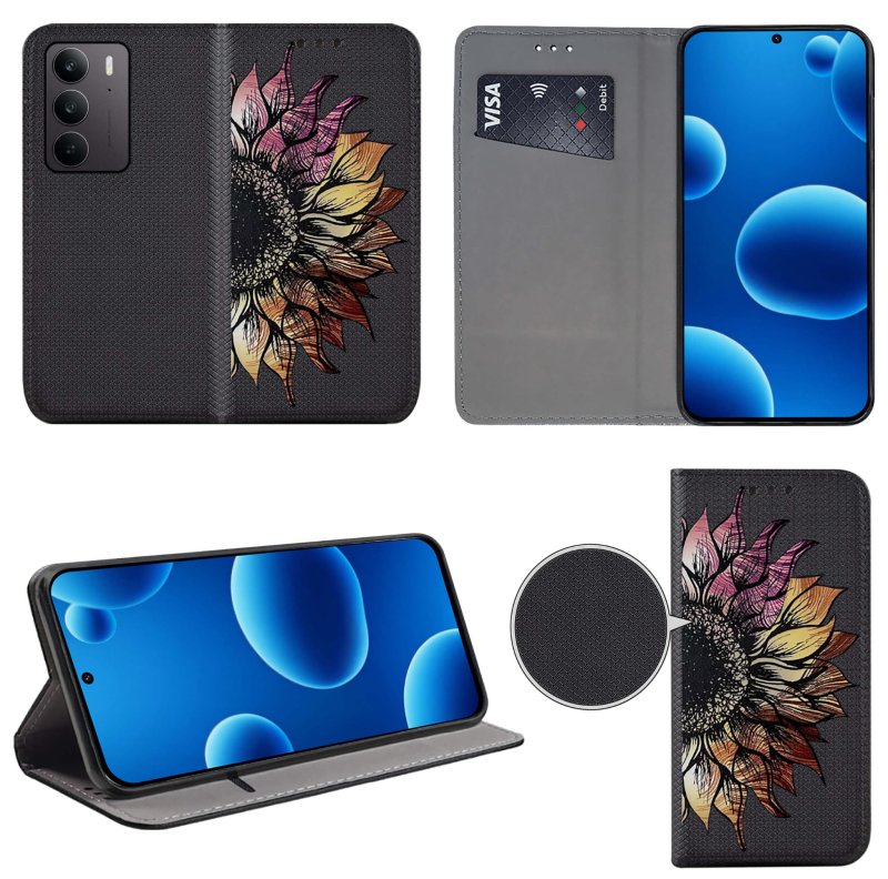 etui-do-realme-c75-zamykane-malowane-wzor-kwiat-ze-szklem