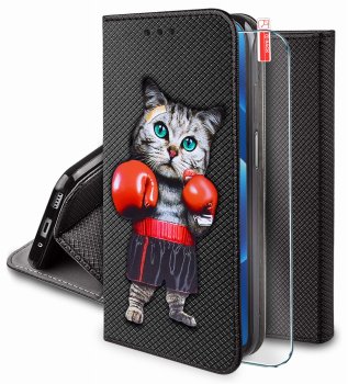 Etui do Realme C75 zamykane malowane wzór kot ze szkłem