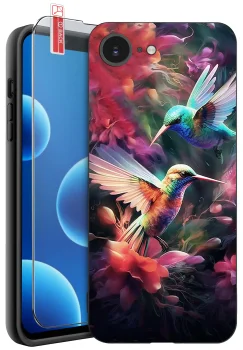 Etui do iPhone 16e / 17e malowane różne wzory kolorowe ze szkłem
