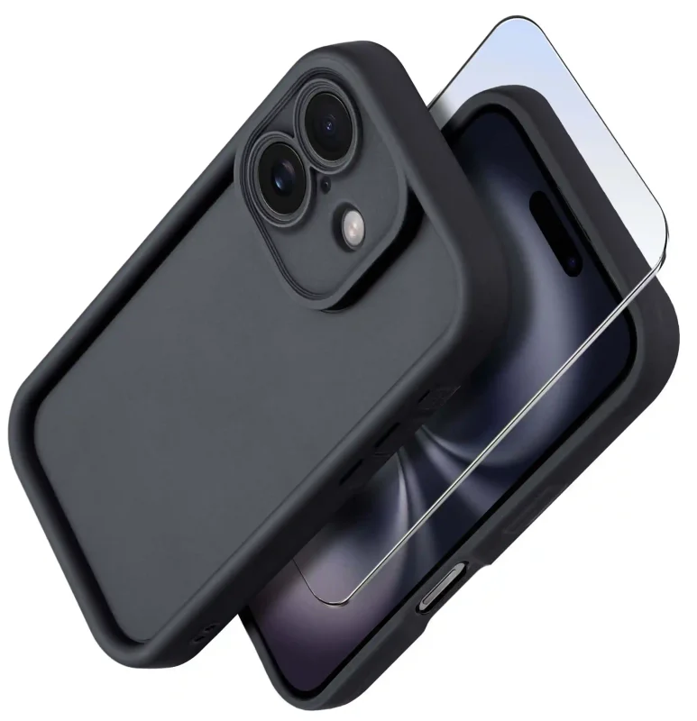 etui-do-iphone-16-czarne-wzmacniane-silikonowe-ze-szklem