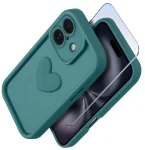Etui do Iphone 16 silikonowe serce zielone ze szkłem