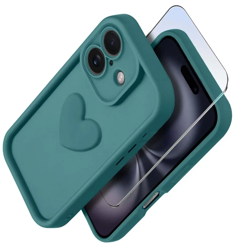 etui-do-iphone-16-silikonowe-serce-zielone-ze-szklem