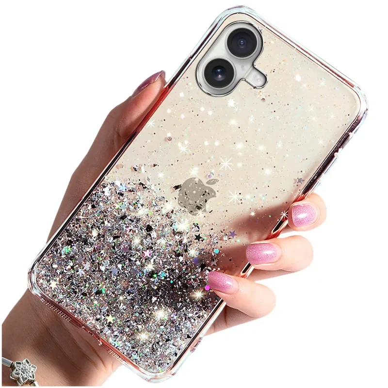 Etui brokatowe przezroczyste do iPhone 16