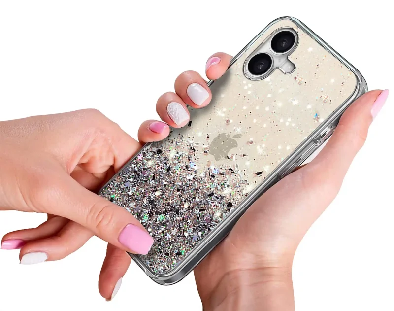 iPhone 16 w brokatowym etui Star Glitter – błyszcząca powierzchnia i dopasowanie do telefonu