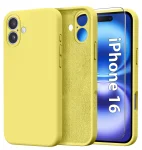 Etui do Iphone 16 żółte silikonowe ze szkłem