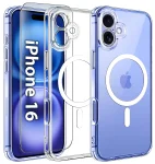 Etui do Iphone 16 bezbarwne MagSafe wzmacniane ze szkłem