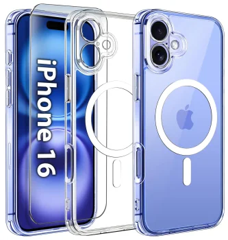 Etui do Iphone 16 bezbarwne MagSafe wzmacniane ze szkłem