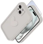 Etui do Iphone 15 silikonowe serce białe ze szkłem