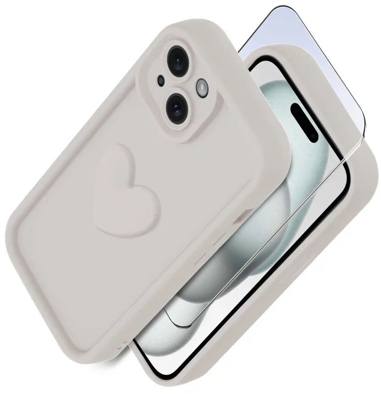 etui-do-iphone-15-silikonowe-serce-biale-ze-szklem
