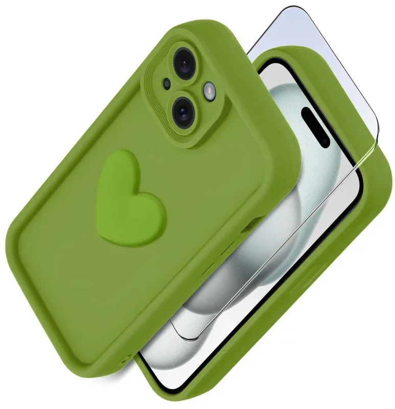 etui-do-iphone-15-silikonowe-serce-limonkowe-ze-szklem