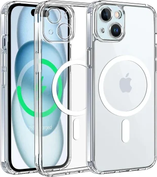 Etui do Iphone 15 bezbarwne kompatybilne z MagSafe + szkło