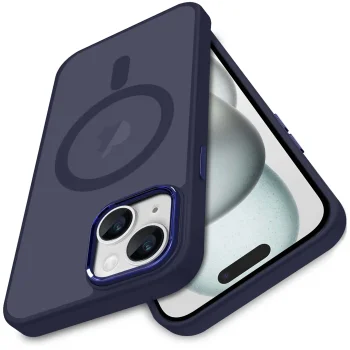 Etui do Iphone 15 Magsafe matowe granatowe + szkło