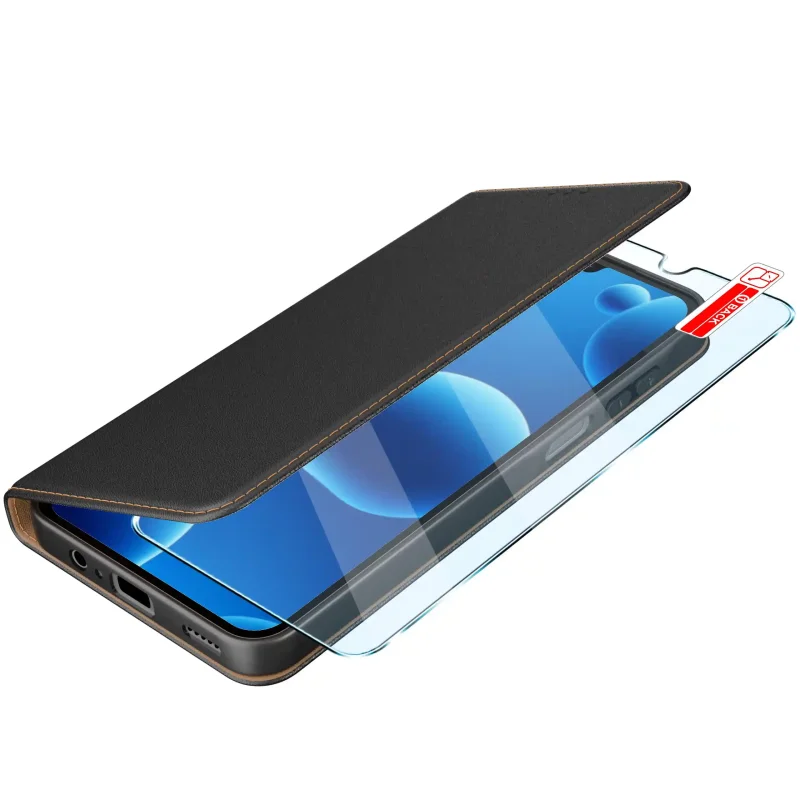 etui-do-samsung-galaxy-m15-5g-skorzane-zamykane-czarne-ze-szklem