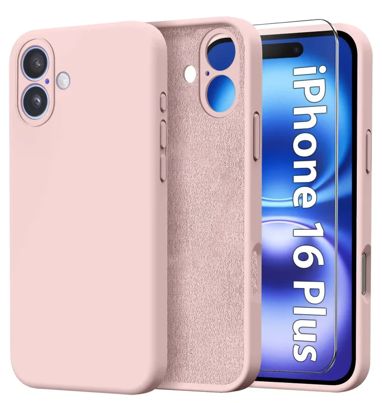 etui-do-iphone-16-plus-jasnorozowe-silikonowe-ze-szklem