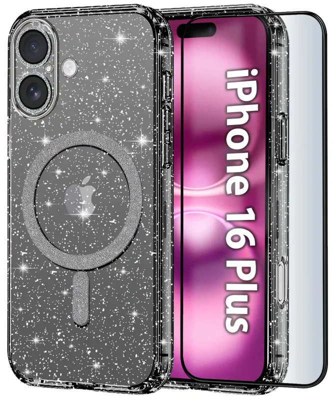 etui-do-iphone-16-plus-magsafe-brokatowe-czarne-ze-szklem