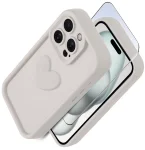 Etui do Iphone 15 Pro silikonowe serce białe ze szkłem