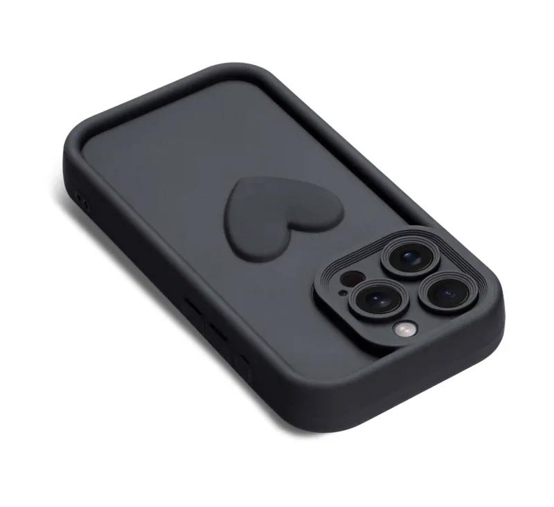 etui-do-iphone-15-pro-silikonowe-serce-czarne-ze-szklem