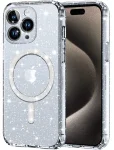 Etui do Iphone 15 Pro magsafe brokatowe przeźroczyste ze szkłem
