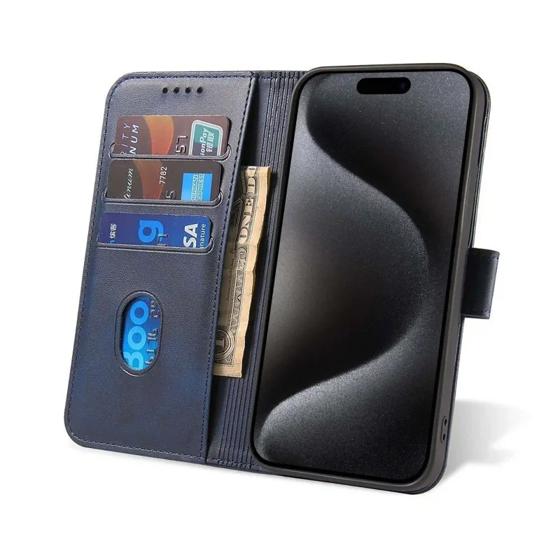 etui-do-iphone-15-pro-skorzane-z-klapka-granatowe-ze-szklem