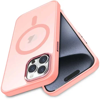 Etui do Iphone 15 Pro Magsafe matowe różowe + szkło
