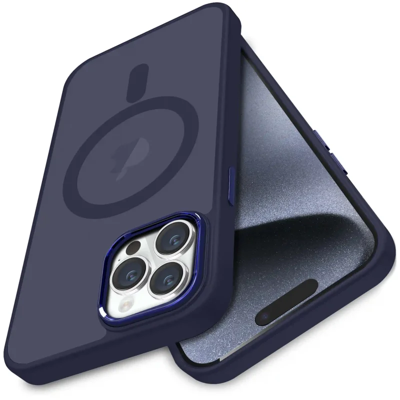 etui-do-iphone-15-pro-magsafe-matowe-granatowe-ze-szklem