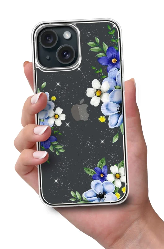 etui-do-iphone-15-plus-bezbarwne-brokat-wzor-kwiatki-szklo