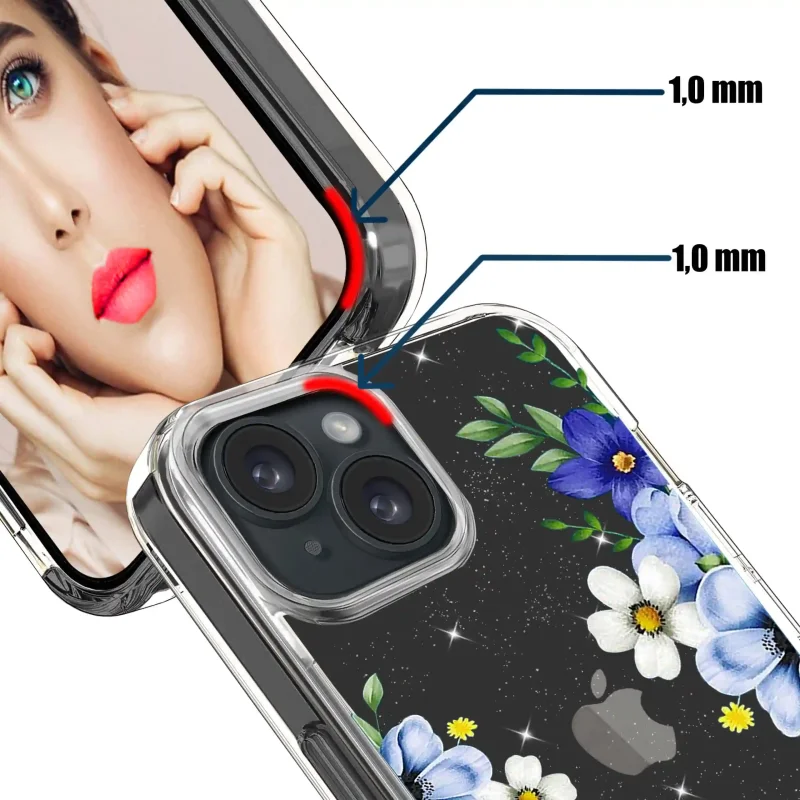 etui-do-iphone-15-plus-bezbarwne-brokat-wzor-kwiatki-szklo