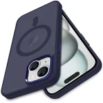 Etui do Iphone 15 Plus Magsafe matowe granatowe + szkło
