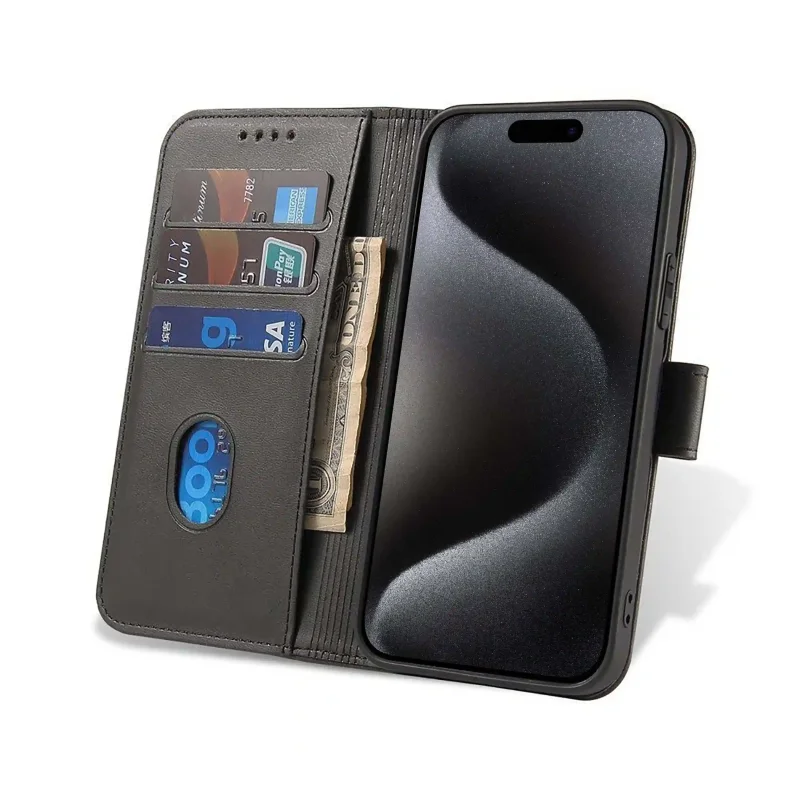 etui-do-iphone-15-pro-max-skorzane-z-klapka-czarne-ze-szklem
