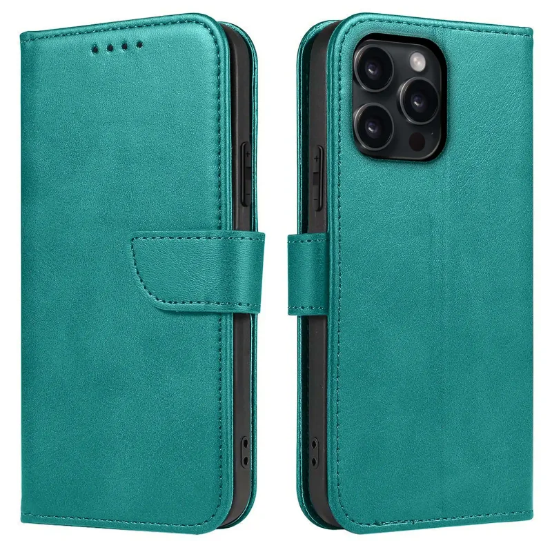 etui-do-iphone-15-pro-max-skorzane-z-klapka-turkusowe-ze-szklem