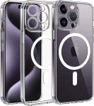 Etui do Iphone 15 Pro Max bezbarwne kompatybilne z MagSafe + szkło
