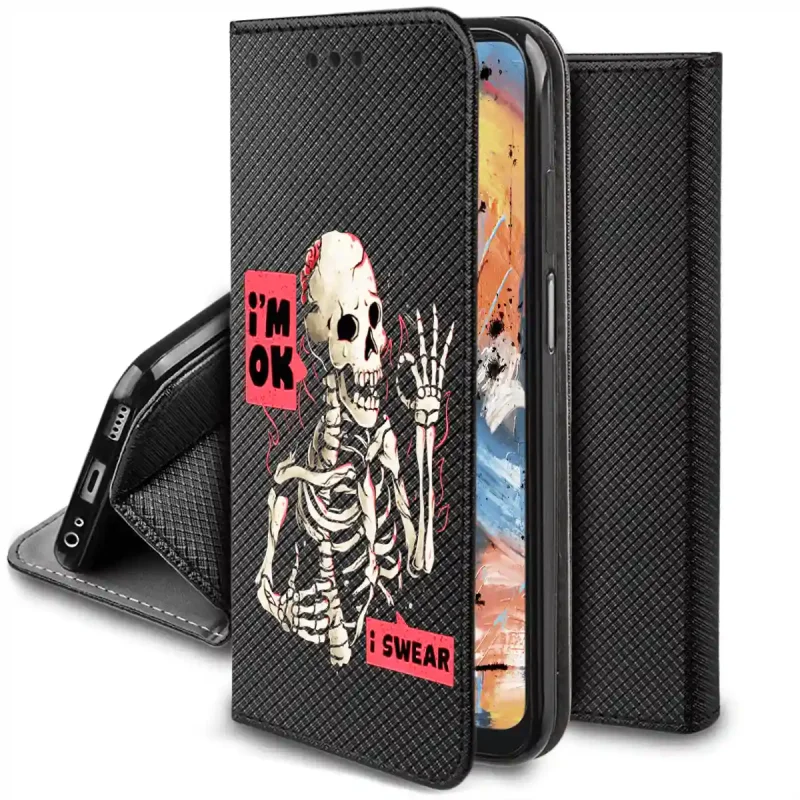 etui-do-samsung-galaxy-a52-a52s-5g-zamykane-malowane-wzor-szkielet-ze-szklem