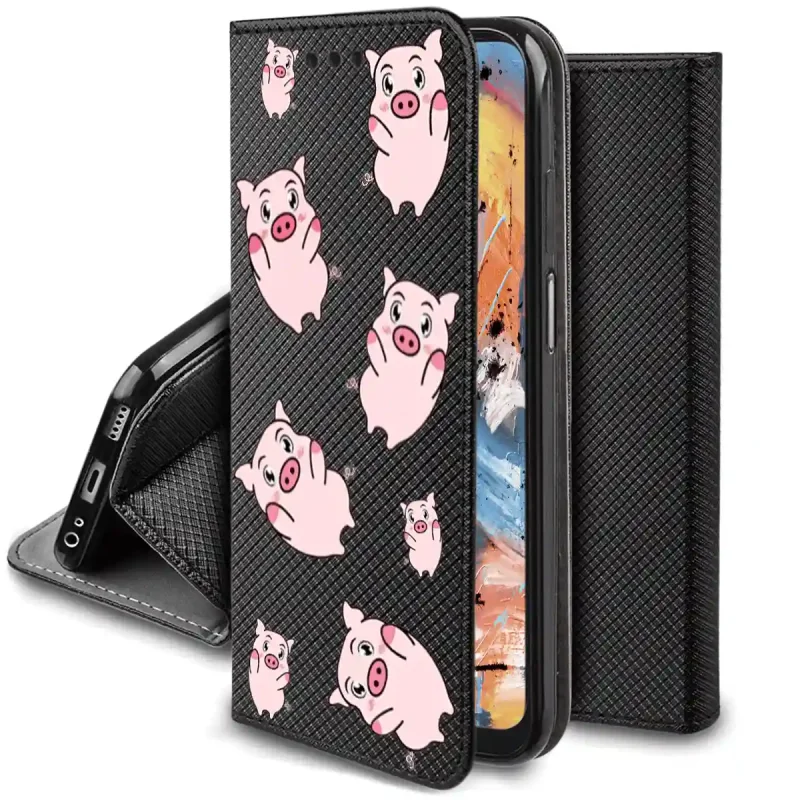 etui-do-samsung-galaxy-a52-a52s-5g-zamykane-malowane-wzor-swinki-ze-szklem