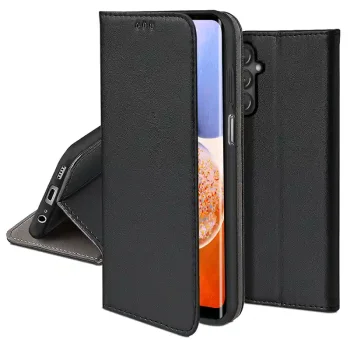 Etui magnetyczne zamykane do Samsung Galaxy A14 5G czarne + szkło