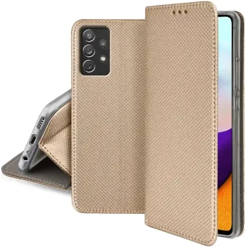 Etui zamykane do Samsung Galaxy A53 5G złote + szkło 