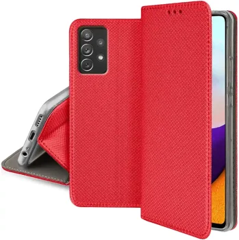 Etui zamykane do Samsung Galaxy A53 5G czerwone + szkło
