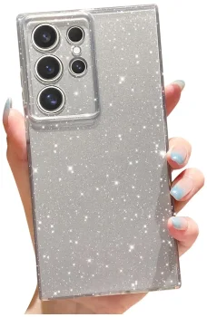 Etui do Samsung Galaxy S25 Ultra bezbarwne z brokatem ze szkłem