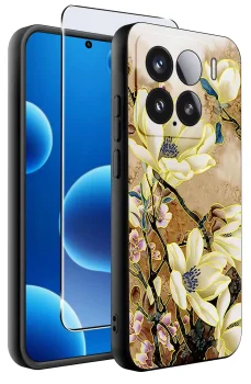 Etui do Xiaomi 15 Pro malowane różne wzory kwiaty ze szkłem