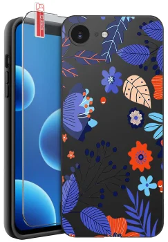 Etui do iPhone 16e / 17e malowane różne wzory kwiaty ze szkłem