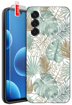 Etui do Samsung Galaxy A56 malowane różne wzory kwiaty ze szkłem