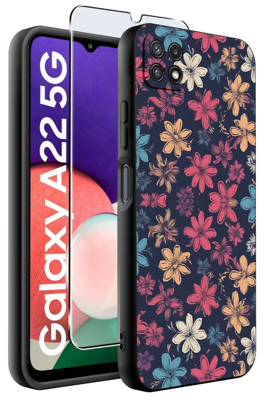 etui-do-samsung-galaxy-a22-5g-malowane-rozne-wzory-kwiaty-ze-szklem