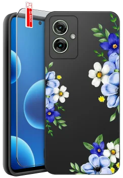 Etui do Motorola Moto G55 5G różne wzory kwiaty ze szkłem