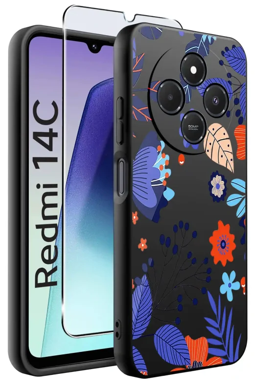 etui-do-xiaomi-redmi-14c-malowane-rozne-wzory-kwiaty-ze-szklem